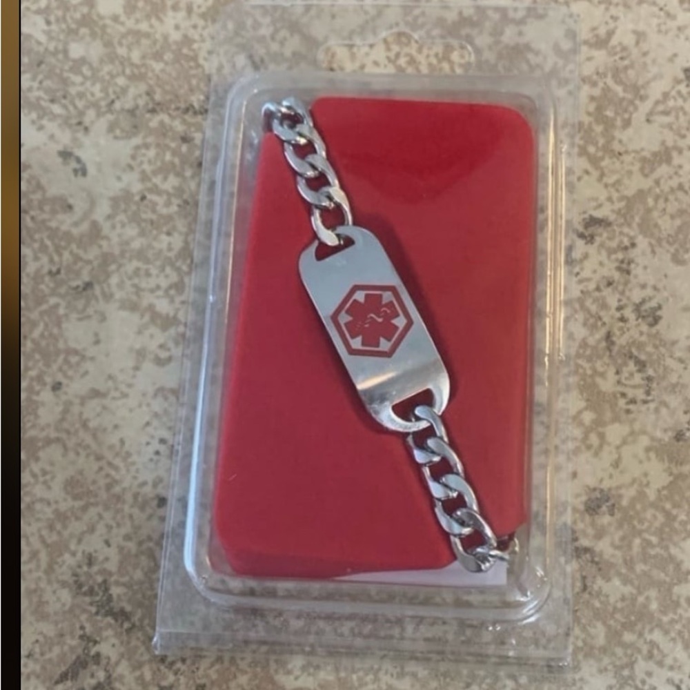 New! “Medline” Stainless Steel Unisex Emergency Alert Heart Patient Bracelet